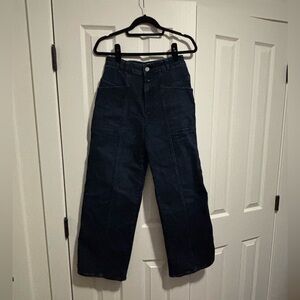 Wide Leg Dark Wash Denim Pants